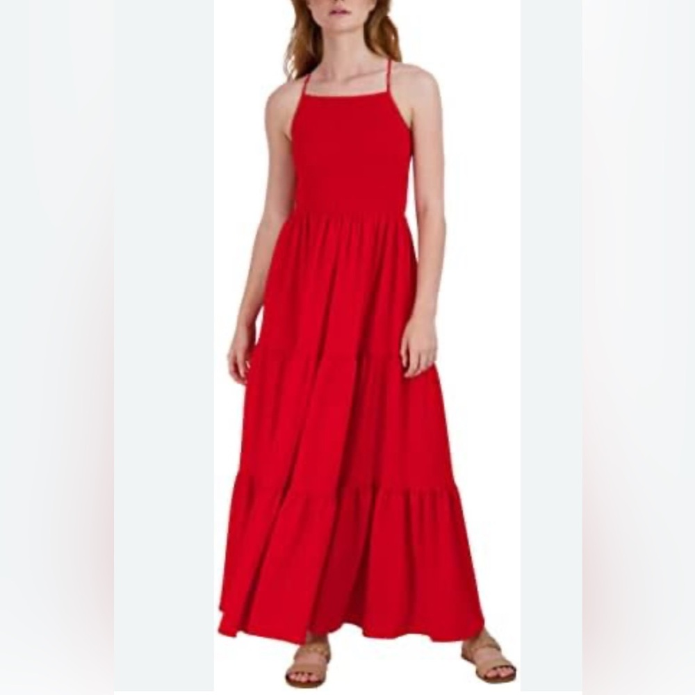 NWOT SHEIN Tomato Red Dress for Women Lace Up Backless Flounce Hem
Size S NEW